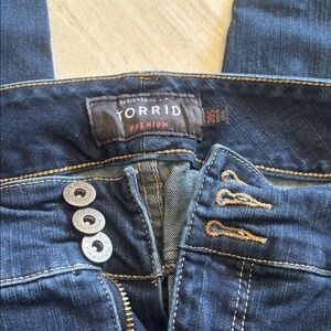 Torrid Dark Blue Denim Jeans with Button Accents